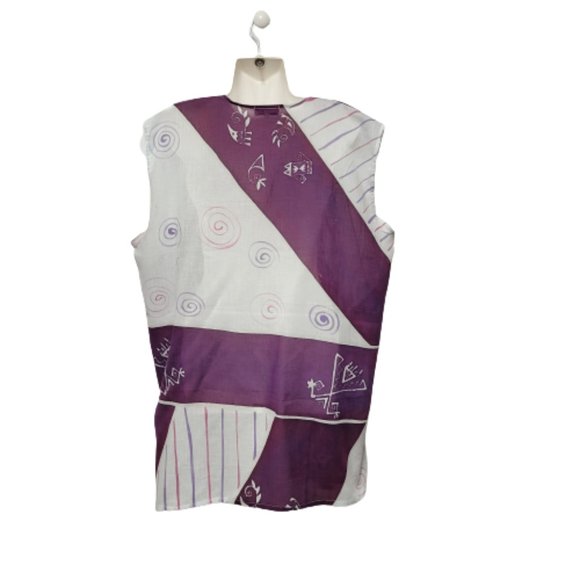 Handpainted Batik Loose Fitting Sleeveless Cover Up Beach Top - One Size - NWOT - Picture 5 of 15